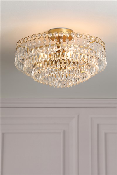 (image for) Laura Ashley Enid 5 Light Semi-Flush Faceted Glass and Matt Antique Brass